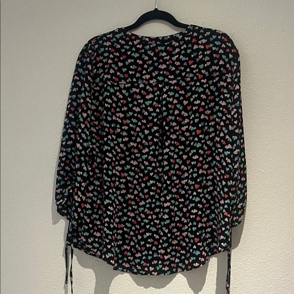 New York & Company Black Heart Print Blouse - Picture 7 of 8